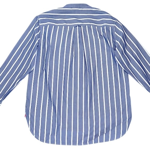 Alex Mill Eloise Bib Lightweight Wide Stripe Shirt, Navy Blue/White, Size M - Picture 10 of 15